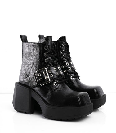Botín plataforma negro y textura