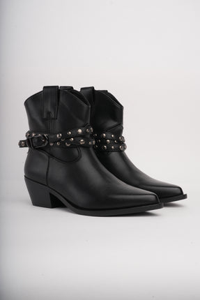 Botines negros tipo texano x correas