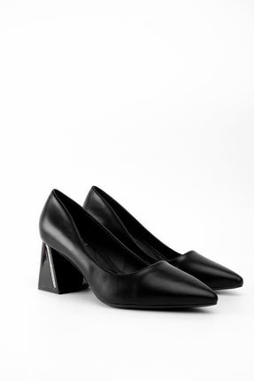 Tacón bajo negro cuadrado