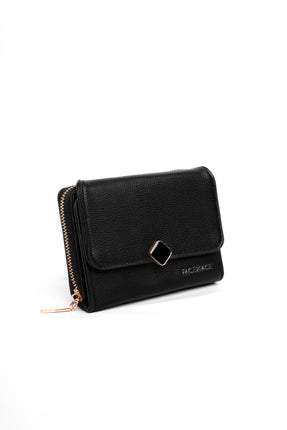 Billetera pequeña negra con broche