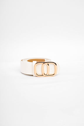 Cinturón blanco doble hebilla cuadrada