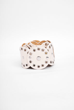 Cinturón beige ancho diseño apliques