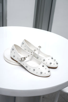 Bailarinas punta redonda blancas x taches