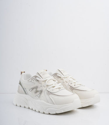Tenis blancos con detalles plata y cordones
