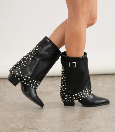 Botas tacón negras taches