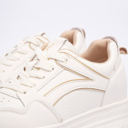Tenis plataforma blancos x laterales beige