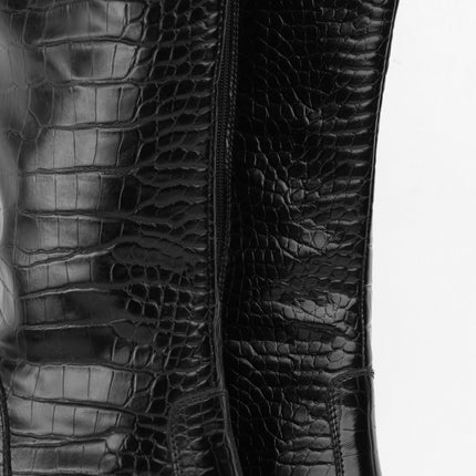 Botas largas negras textura cocodrilo