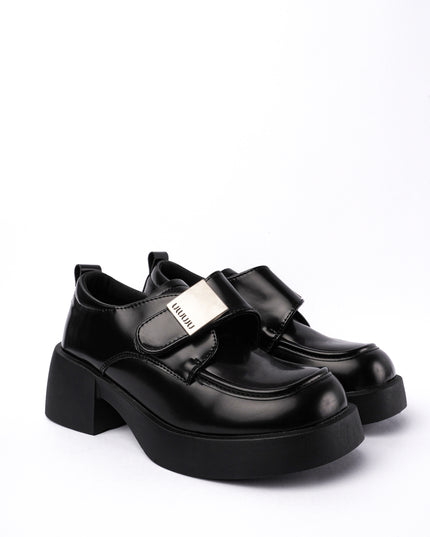 Mocasines negros x hebilla plata