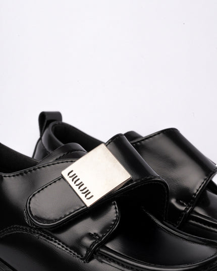 Mocasines negros x hebilla plata