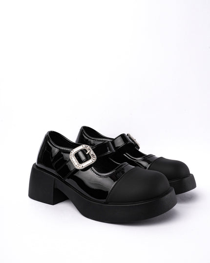 Mocasines negros charol x hebilla