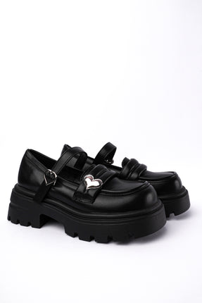 Mocasines negros x correa corazón