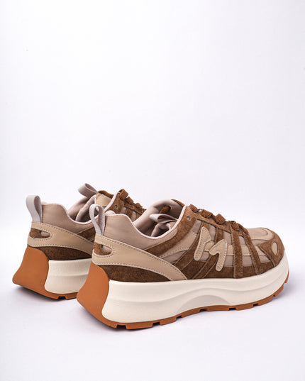 Tenis líneas café x kaki