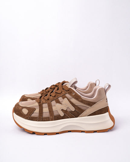 Tenis líneas café x kaki