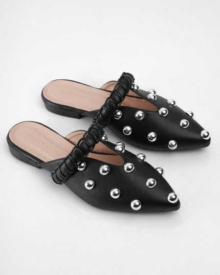 Bailarinas negras x taches plata