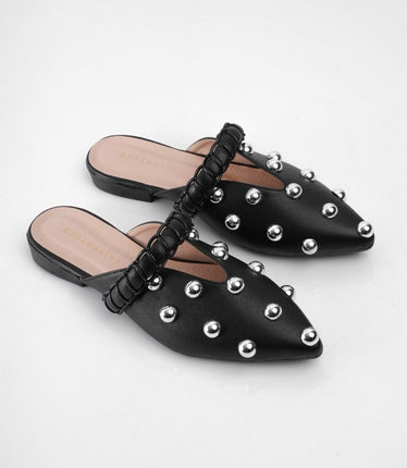 Bailarinas negras x taches plata