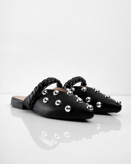 Bailarinas negras x taches plata
