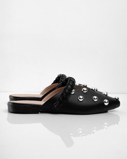 Bailarinas negras x taches plata