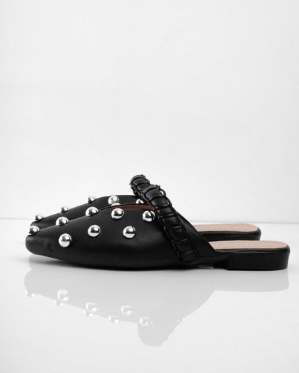 Bailarinas negras x taches plata