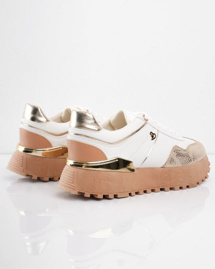 Tenis blancos con dorado y plataforma