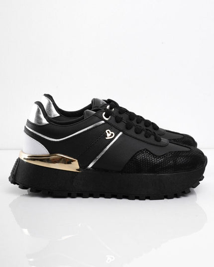 Tenis negros con dorado y plataforma