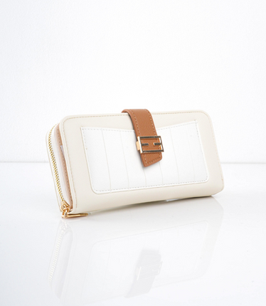 Billetera grande beige con blanco