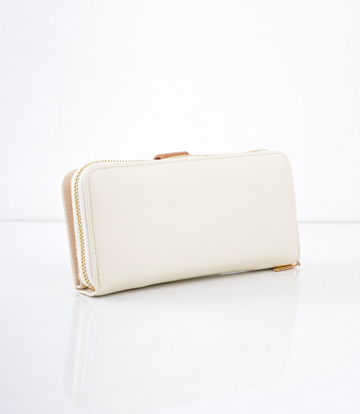Billetera grande beige con blanco