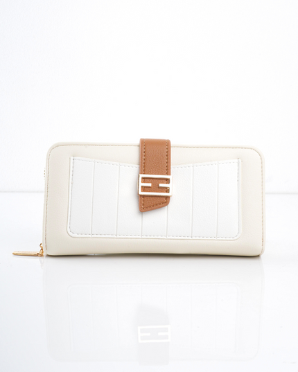 Billetera grande beige con blanco