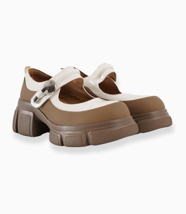 Mocasines de correa beige con café