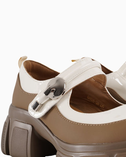 Mocasines de correa beige con café