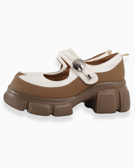 Mocasines de correa beige con café