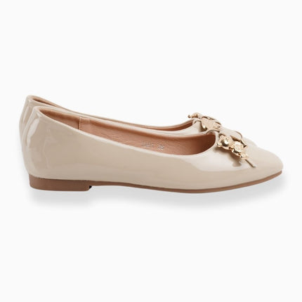Baletas beige con detalle osito
