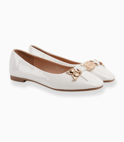 Baletas blancas con detalle osito