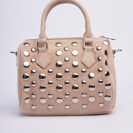 Bolso baúl gamuza beige
