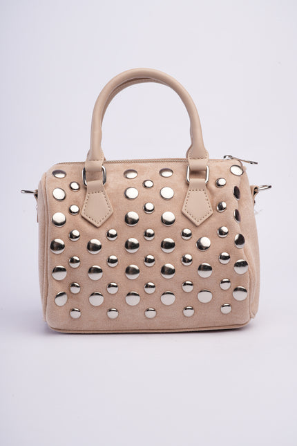 Bolso baúl gamuza beige