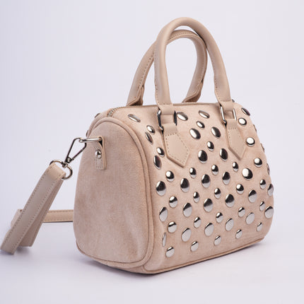 Bolso baúl gamuza beige
