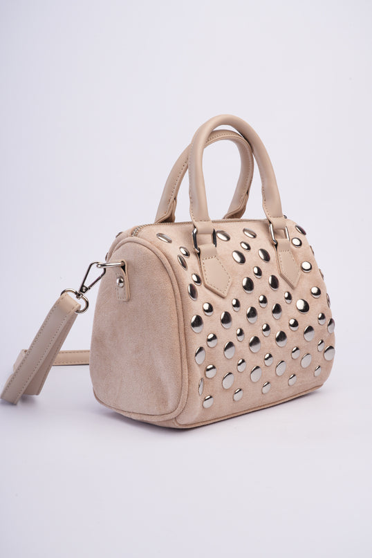 Bolso baúl gamuza beige