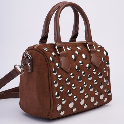 Bolso baúl gamuza café