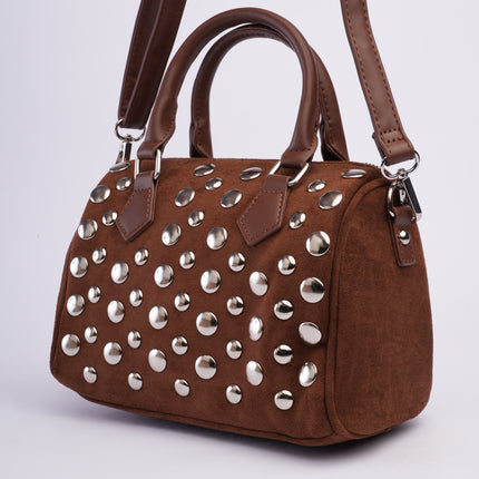 Bolso baúl gamuza café