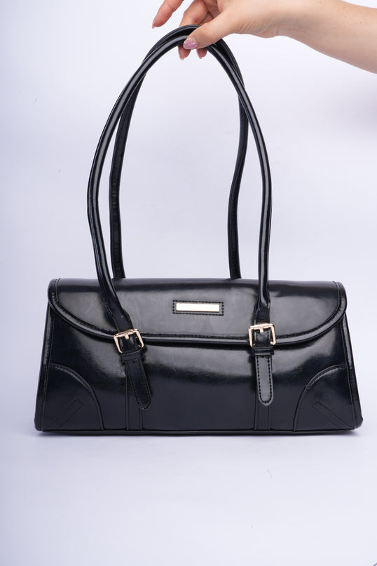 Bolso brillante negro trendy