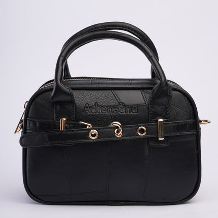 Bolso craquelado negro
