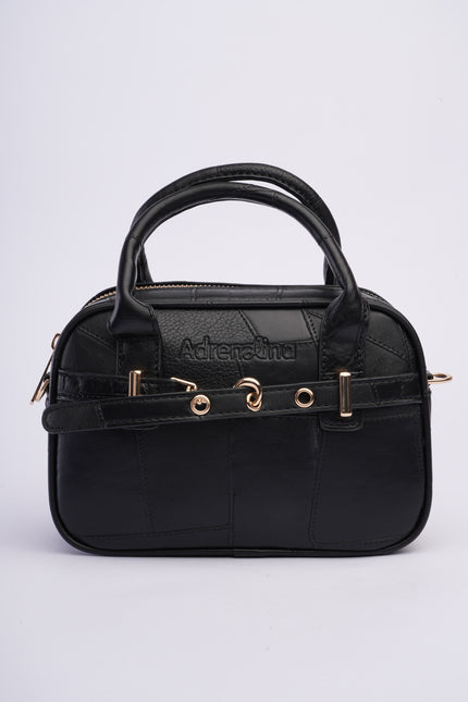 Bolso craquelado negro