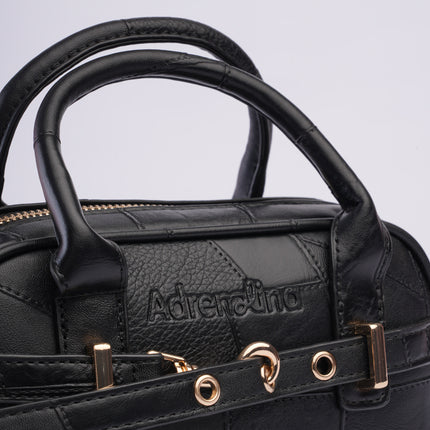 Bolso craquelado negro