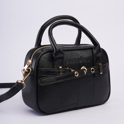 Bolso craquelado negro