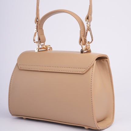 Bolso pequeño elegante beige con detalles dorados