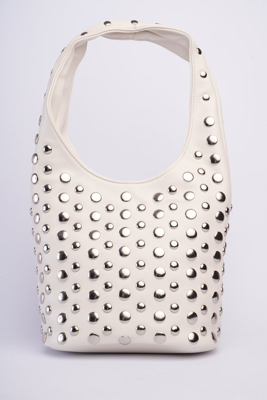 Bolso grande blanco con taches