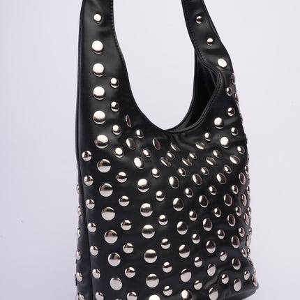 Bolso grande negro con taches