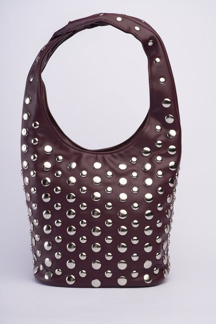 Bolso grande vinotinto con taches