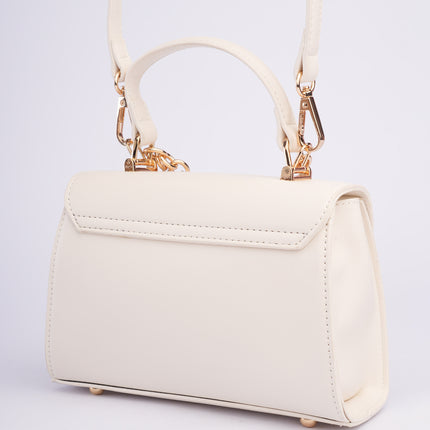 Bolso pequeño elegante blanco con detalles dorados