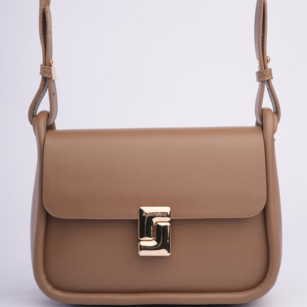 Bolso taupe mediano con correa