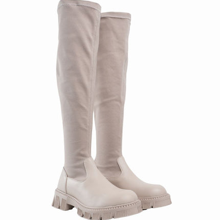Bota larga beige nobuck